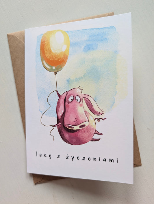 Kartka "lecę z życzeniami"!