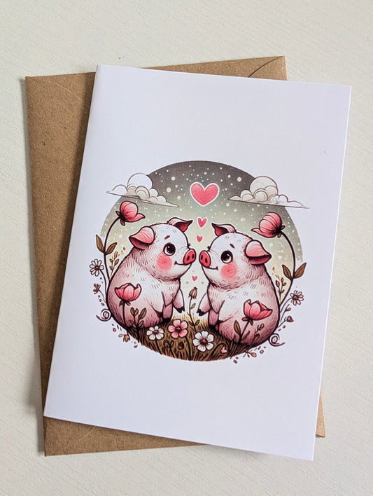 Kartka zakochane świnki!