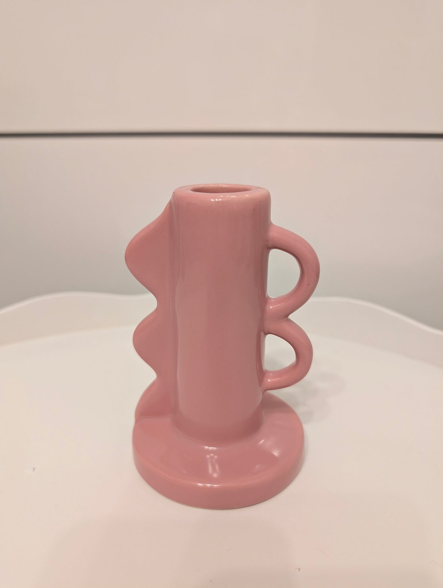 Różowy świecznik z podwójnym uchwytem!