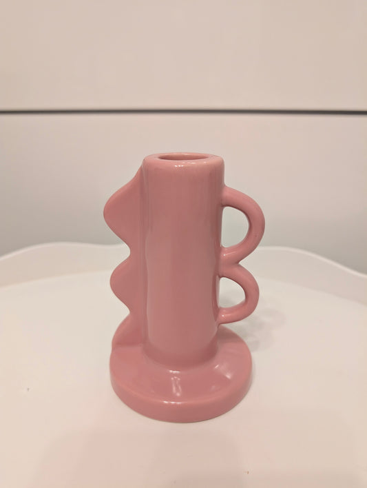 Różowy świecznik z podwójnym uchwytem!