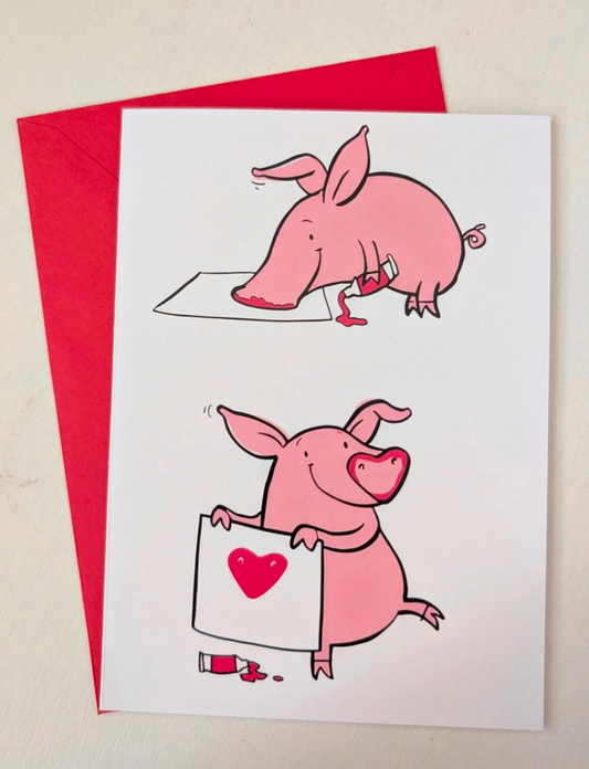 Kartka walentynkowa ze świnką!